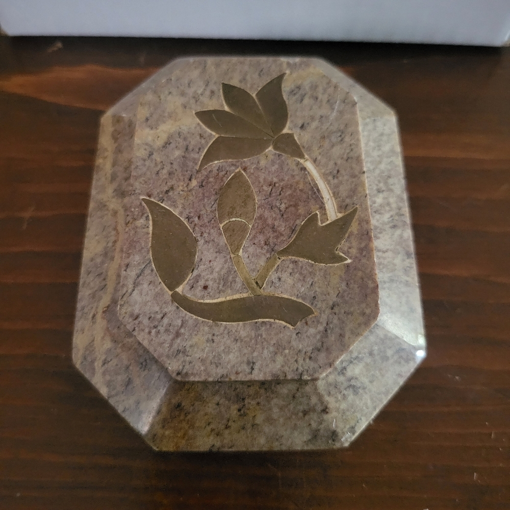 Carved stone trinket box